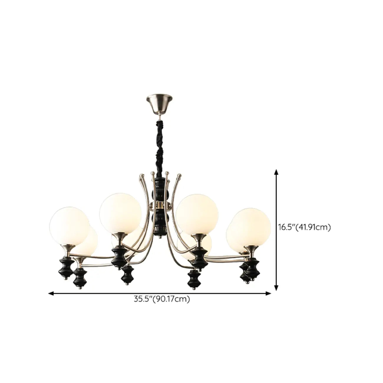 Vintage Black LED Chandelier with Metal and Glass Design