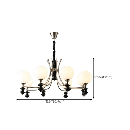 Vintage Black LED Chandelier with Metal and Glass Design