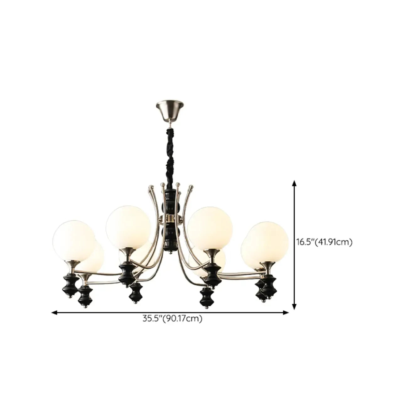 Vintage Black LED Chandelier with Metal and Glass Design