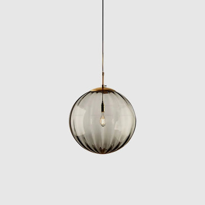 Modern Smoky Glass LED Globe Pendant Light Design for Bedroom