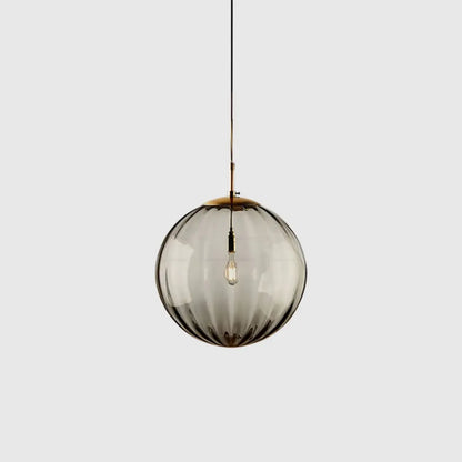Modern Smoky Glass LED Globe Pendant Light Design for Bedroom