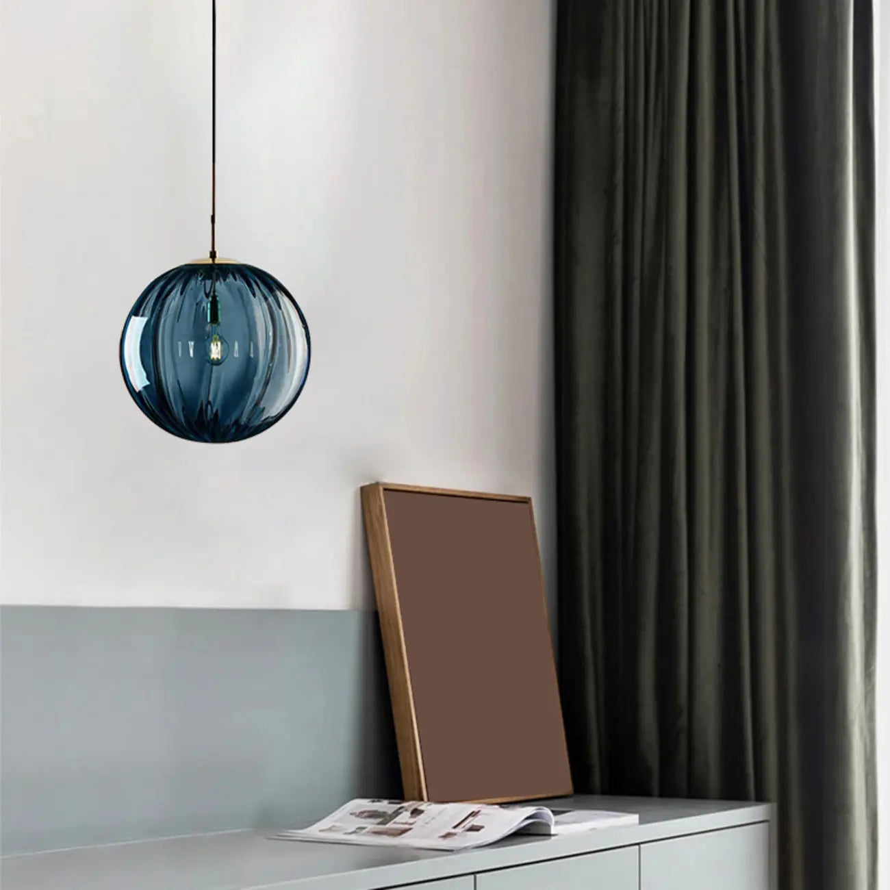 Modern Smoky Glass LED Globe Pendant Light Design for Bedroom