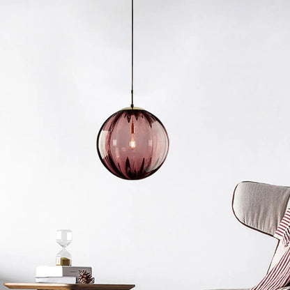 Modern Smoky Glass LED Globe Pendant Light Design for Bedroom