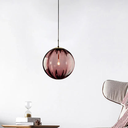 Modern Smoky Glass LED Globe Pendant Light Design for Bedroom