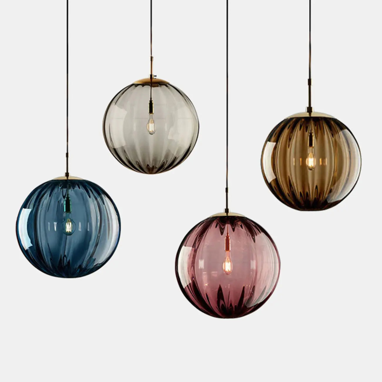 Modern Smoky Glass LED Globe Pendant Light Design for Bedroom