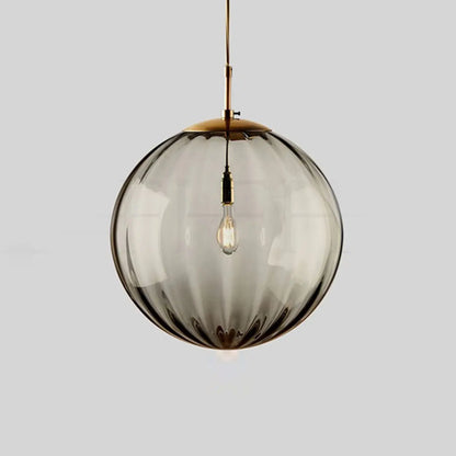 Modern Smoky Glass LED Globe Pendant Light Design for Bedroom