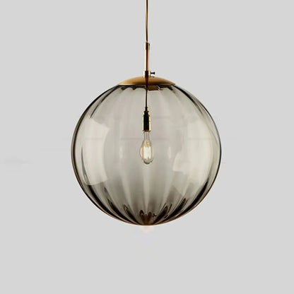 Modern Smoky Glass LED Globe Pendant Light Design for Bedroom