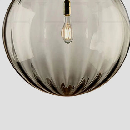 Modern Smoky Glass LED Globe Pendant Light Design for Bedroom