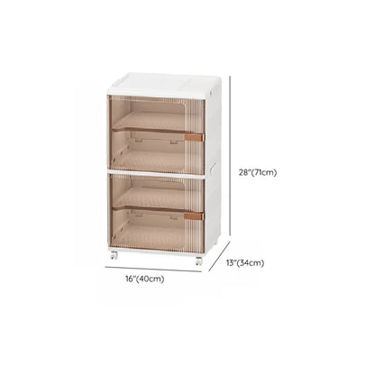 Glam White Plastic Adjustable Shoe Cabinet on Wheels