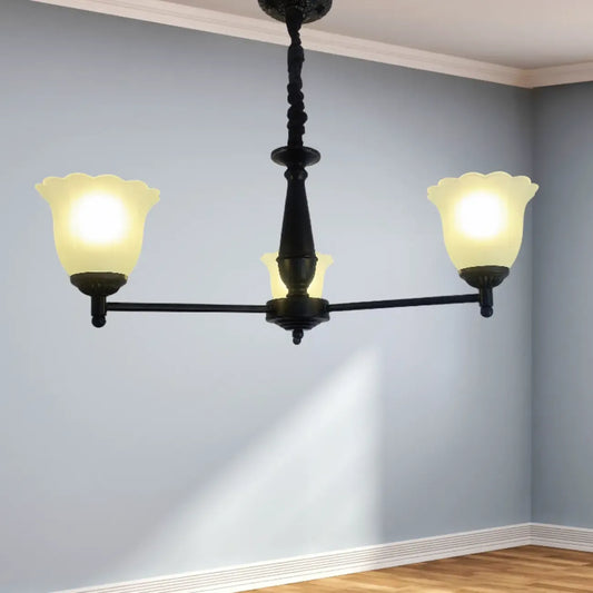 Vintage Metal Chandelier with Tulip Glass for Living Room