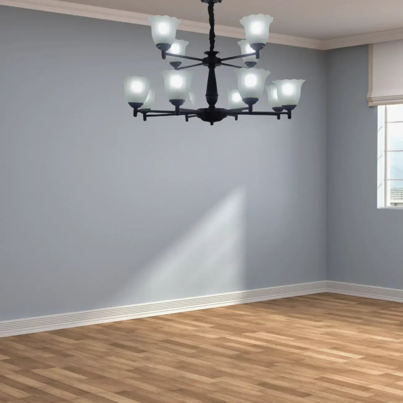 Vintage Metal Chandelier with Tulip Glass for Living Room