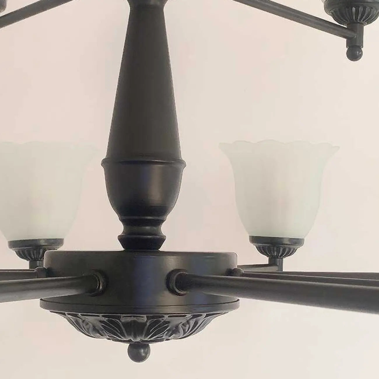 Vintage Metal Chandelier with Tulip Glass for Living Room