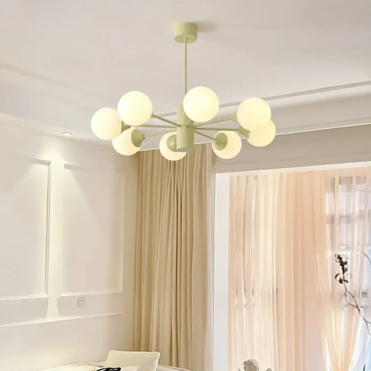 8-Light Modern Glass Globe Chandelier with Adjustable Design