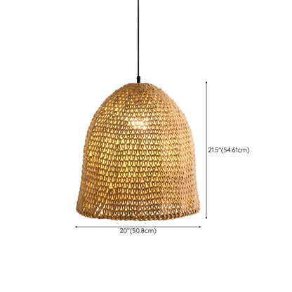 Country Style Rattan Cage Shaped Pendant Light for Living Room