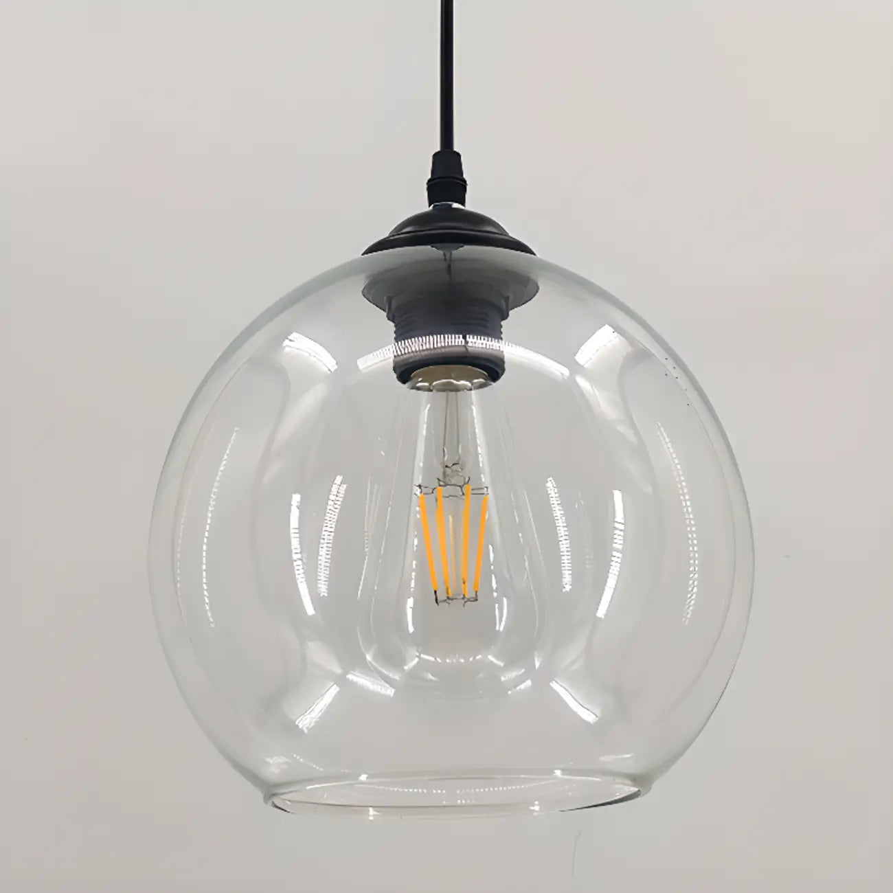 Nordic Smoky Glass Ball Pendant Light for Living Room