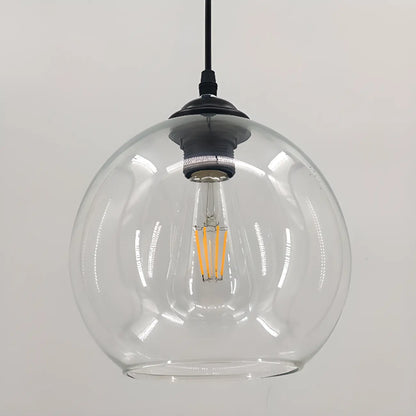 Nordic Smoky Glass Ball Pendant Light for Living Room