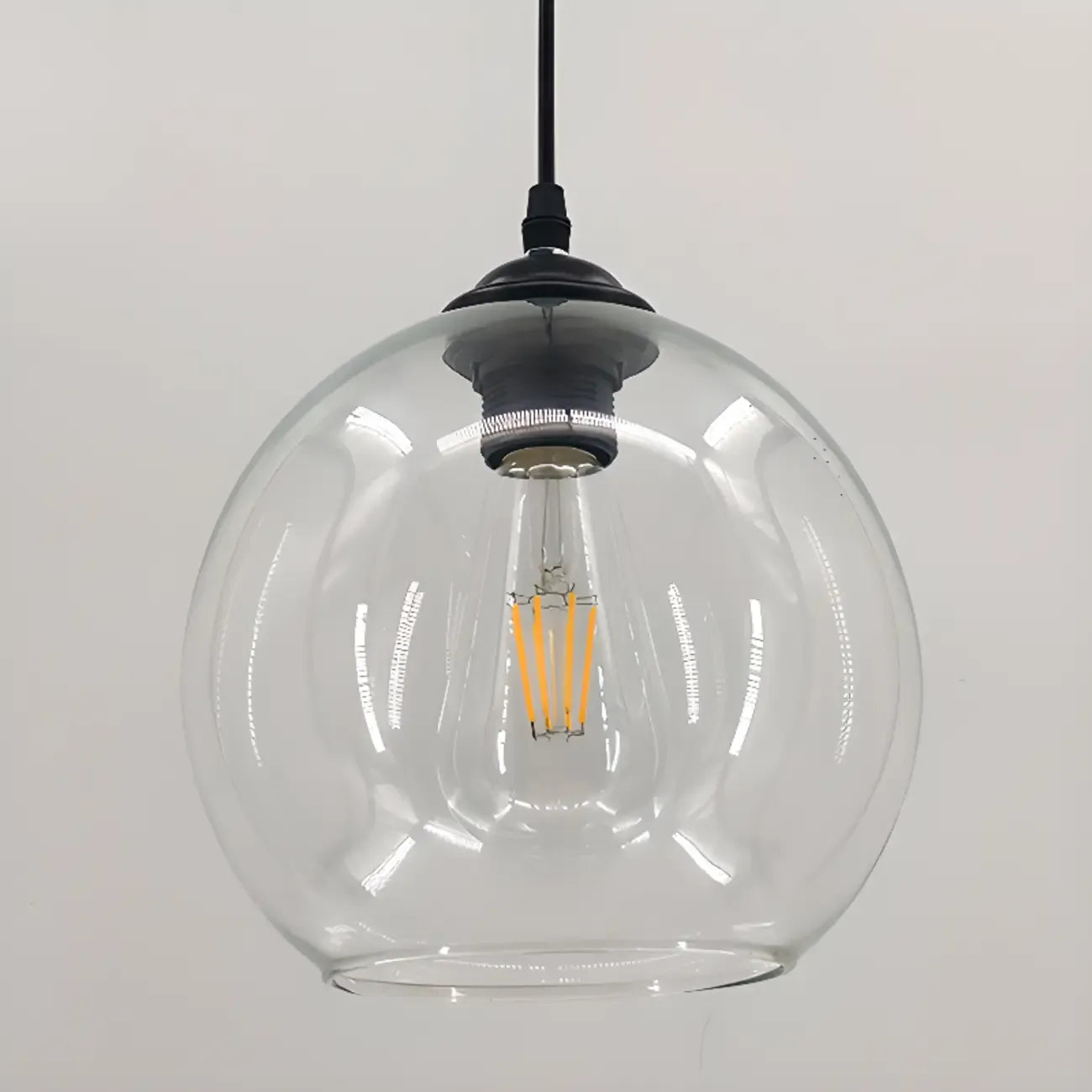 Nordic Smoky Glass Ball Pendant Light for Living Room