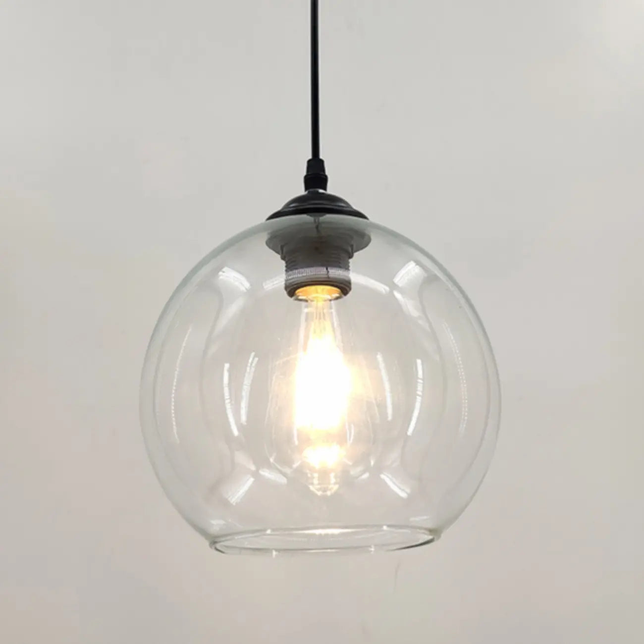 Nordic Smoky Glass Ball Pendant Light for Living Room