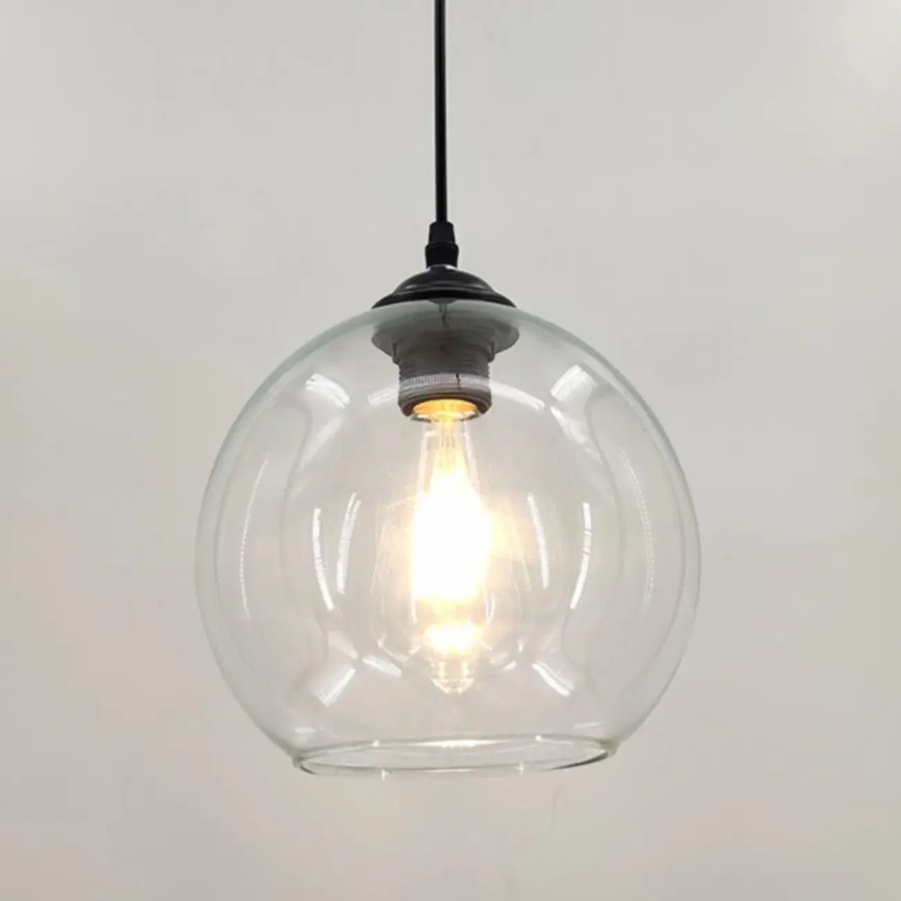 Nordic Smoky Glass Ball Pendant Light for Living Room