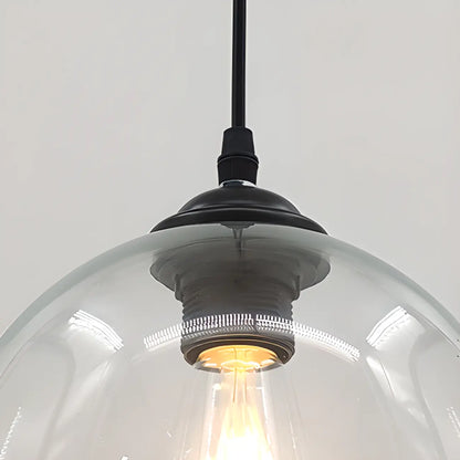 Nordic Smoky Glass Ball Pendant Light for Living Room