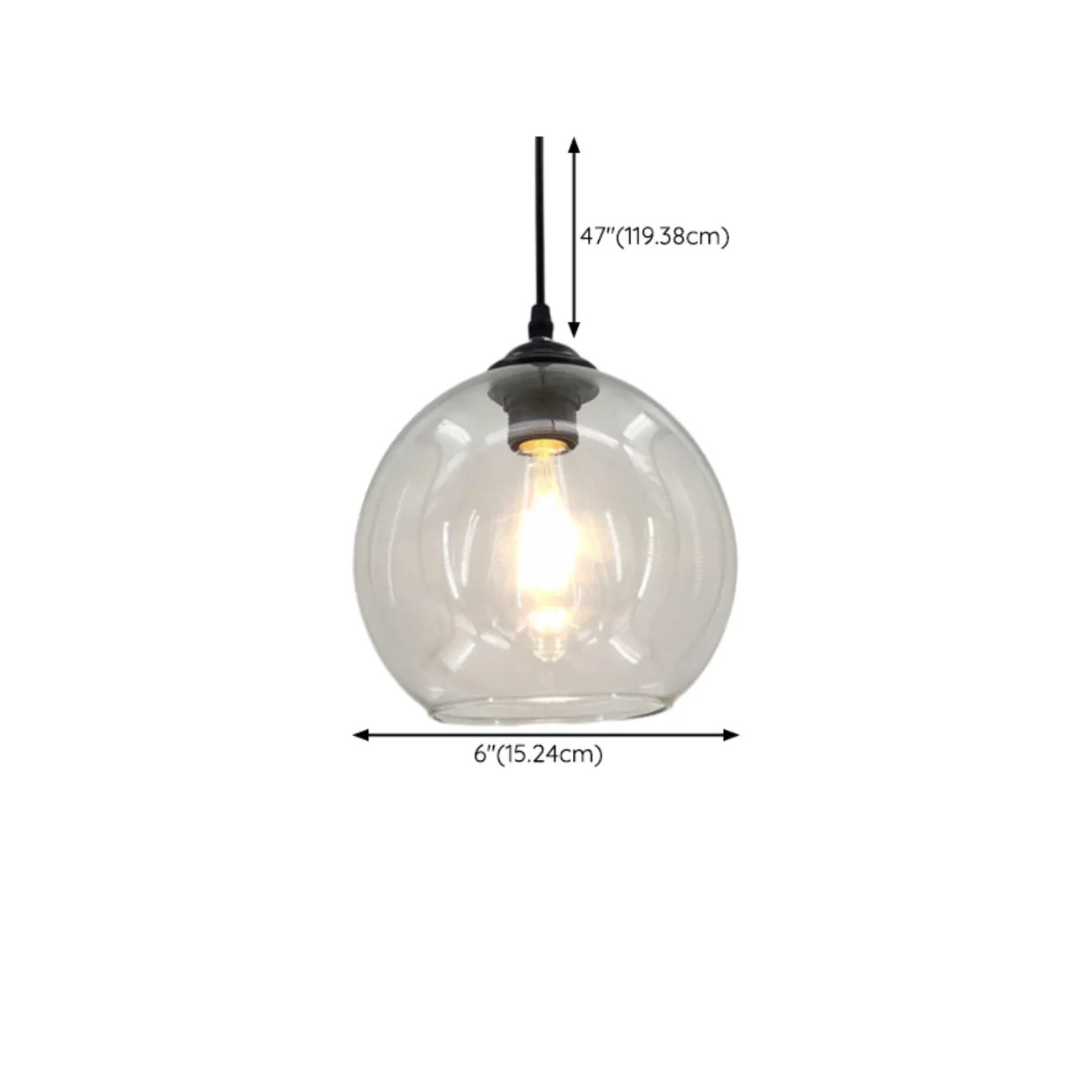 Nordic Smoky Glass Ball Pendant Light for Living Room