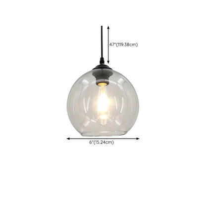 Nordic Smoky Glass Ball Pendant Light for Living Room