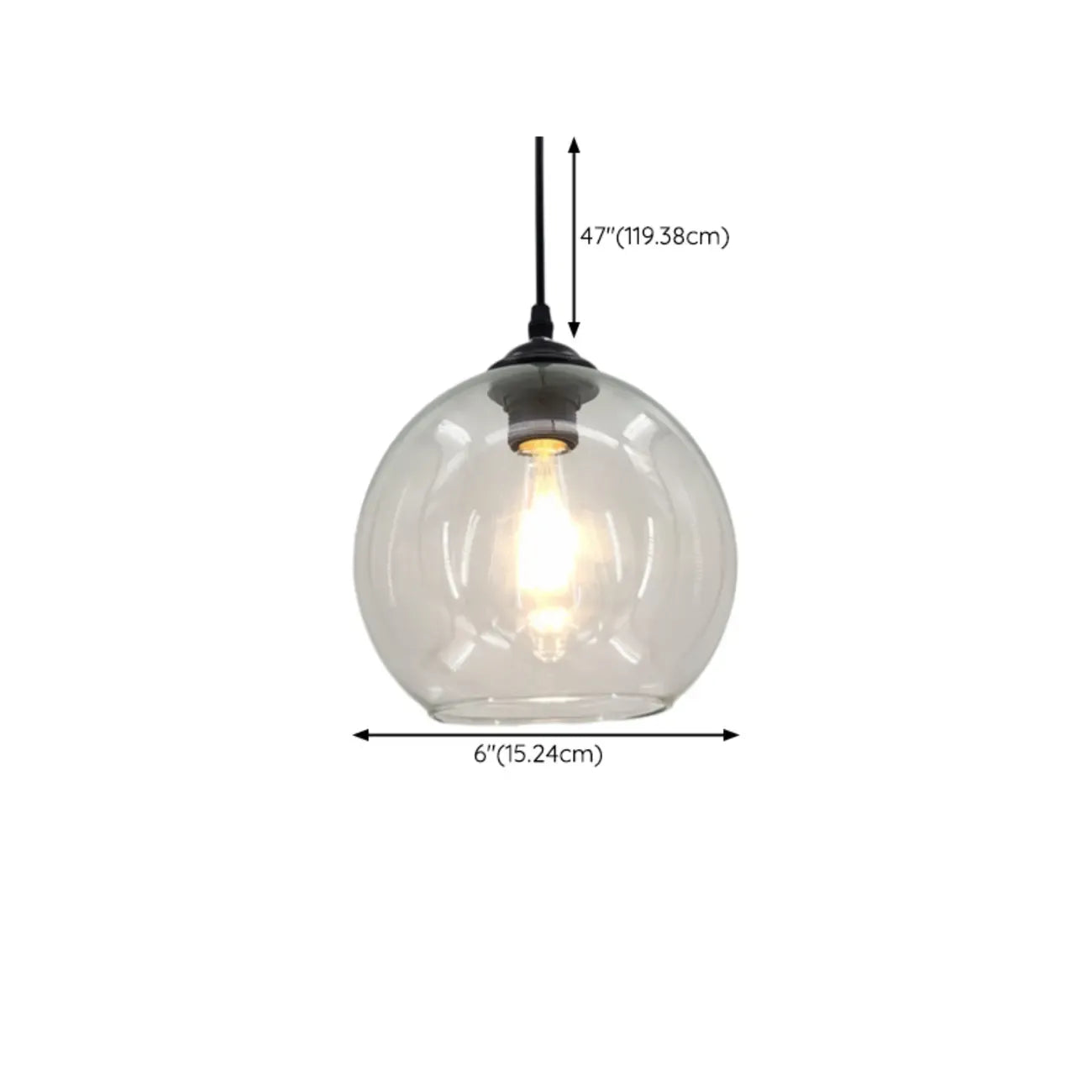 Nordic Smoky Glass Ball Pendant Light for Living Room