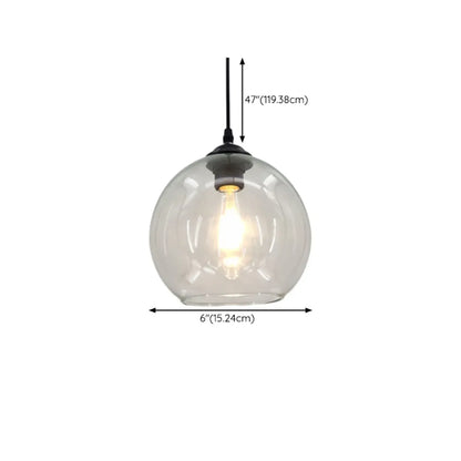 Nordic Smoky Glass Ball Pendant Light for Living Room