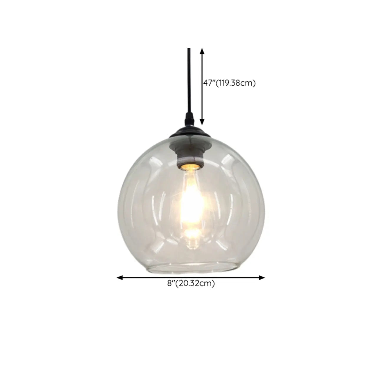 Nordic Smoky Glass Ball Pendant Light for Living Room