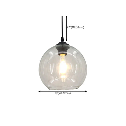 Nordic Smoky Glass Ball Pendant Light for Living Room