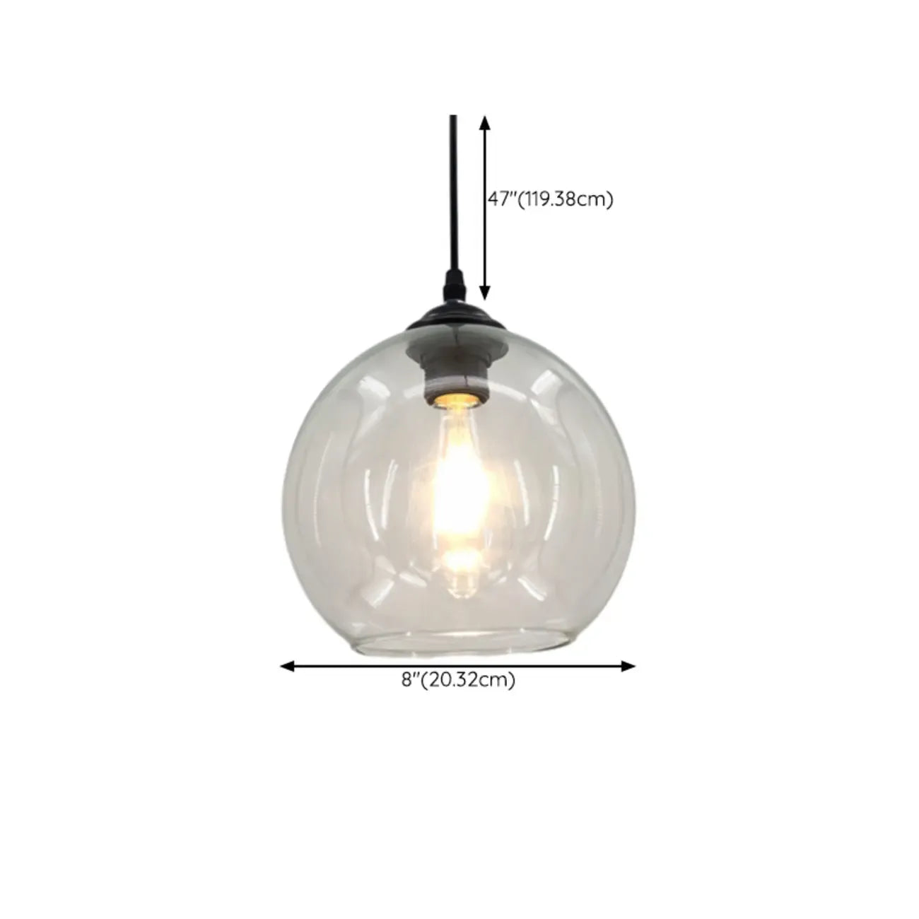 Nordic Smoky Glass Ball Pendant Light for Living Room
