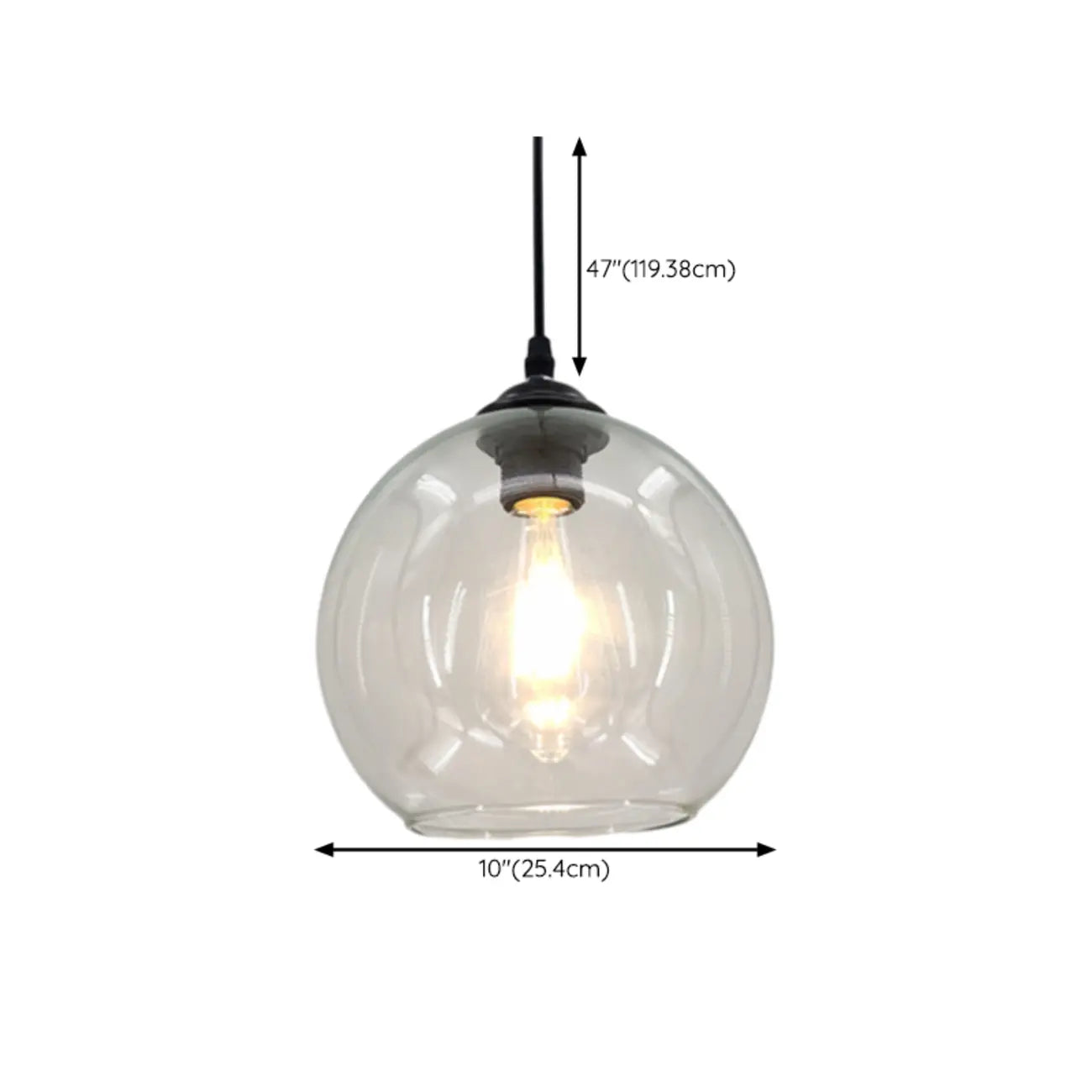 Nordic Smoky Glass Ball Pendant Light for Living Room