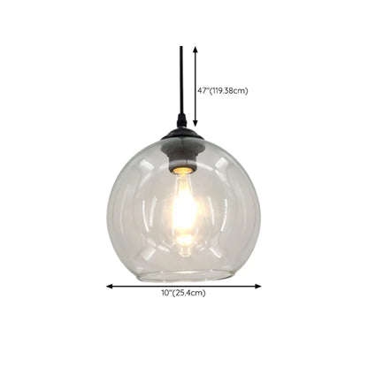 Nordic Smoky Glass Ball Pendant Light for Living Room