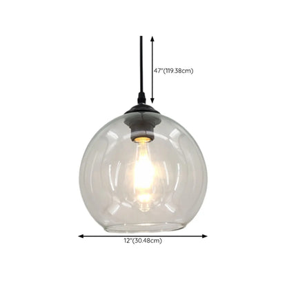 Nordic Smoky Glass Ball Pendant Light for Living Room