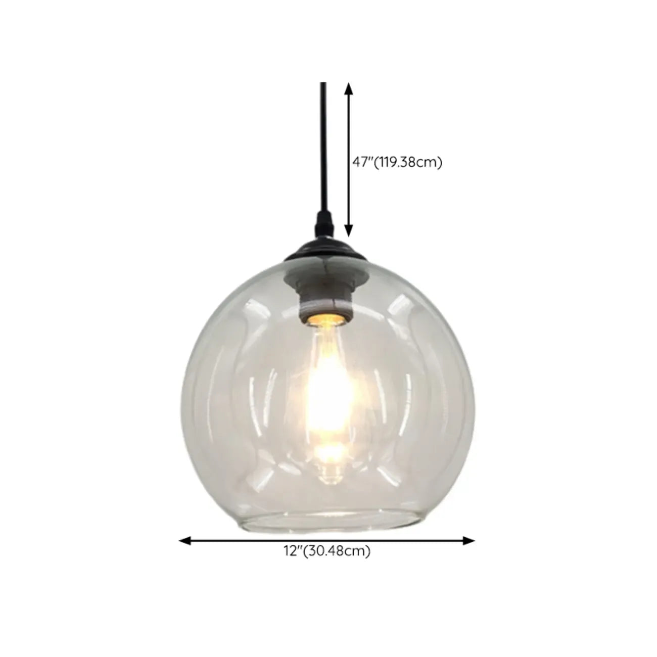 Nordic Smoky Glass Ball Pendant Light for Living Room