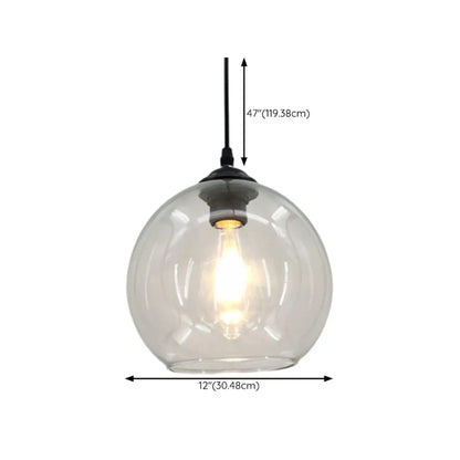 Nordic Smoky Glass Ball Pendant Light for Living Room