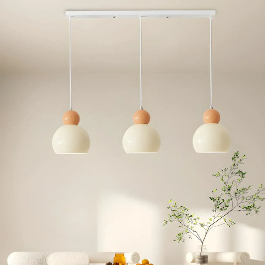 Modern Beaded White Glass 3 Light Pendant Light