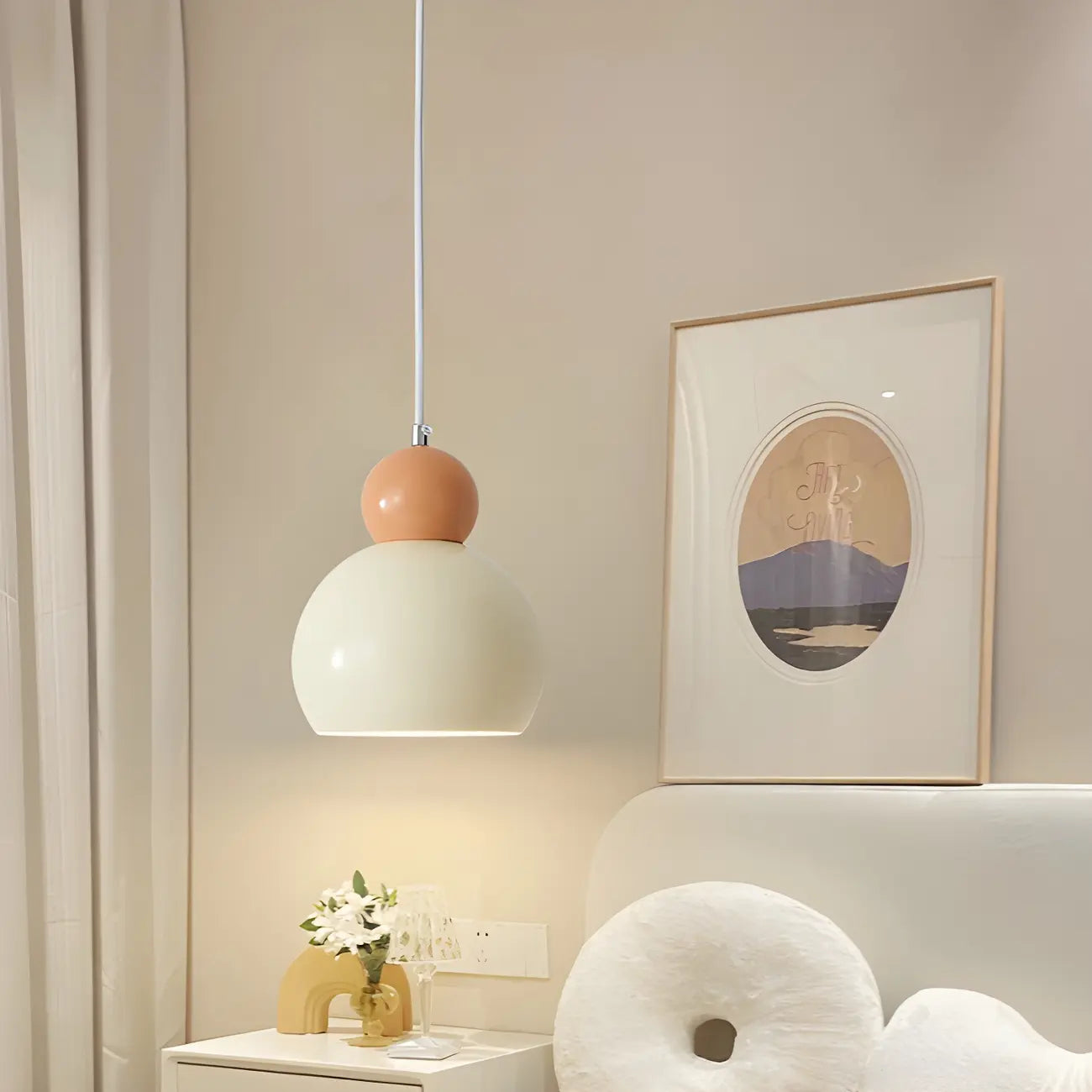 Modern Beaded White Glass 3 Light Pendant Light