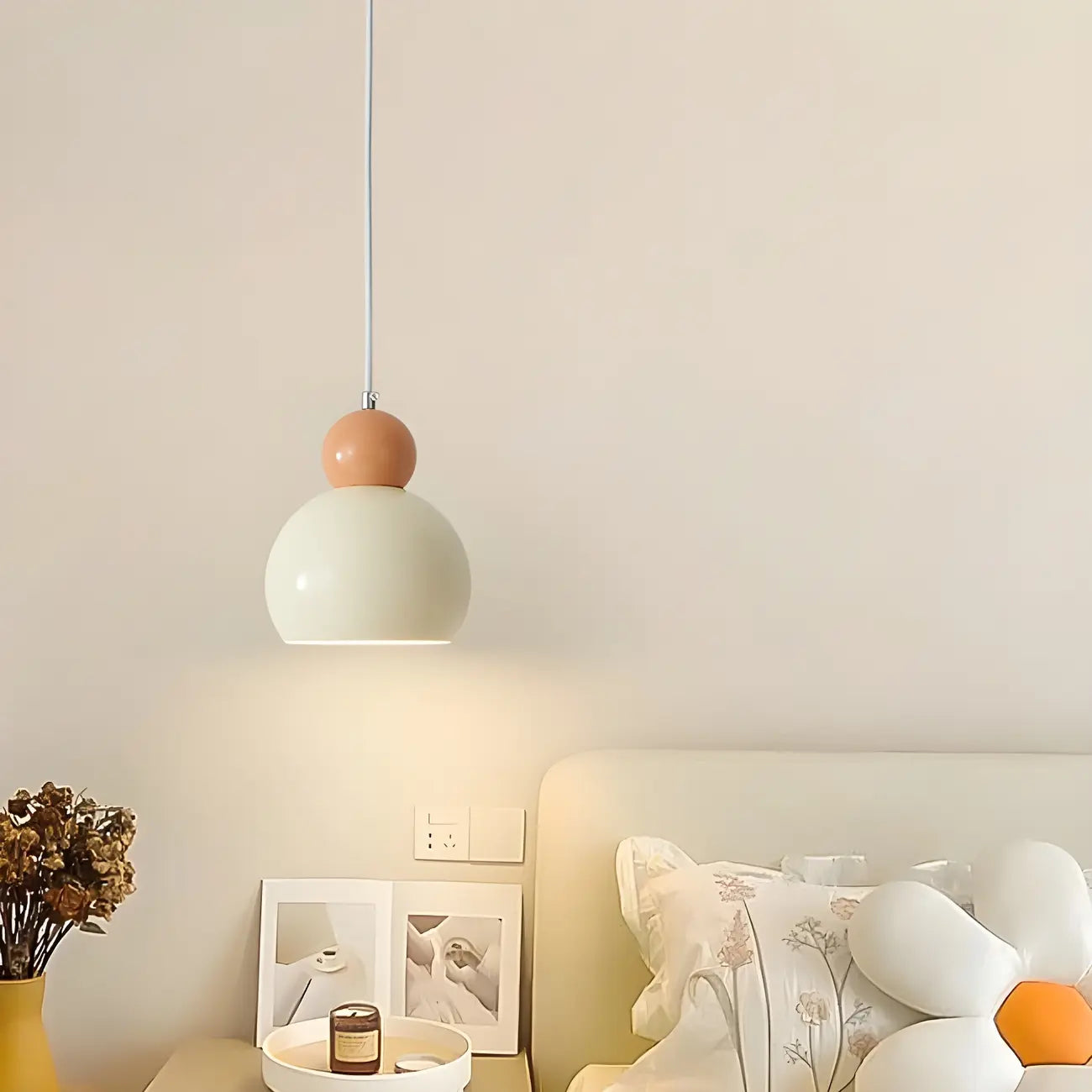 Modern Beaded White Glass 3 Light Pendant Light