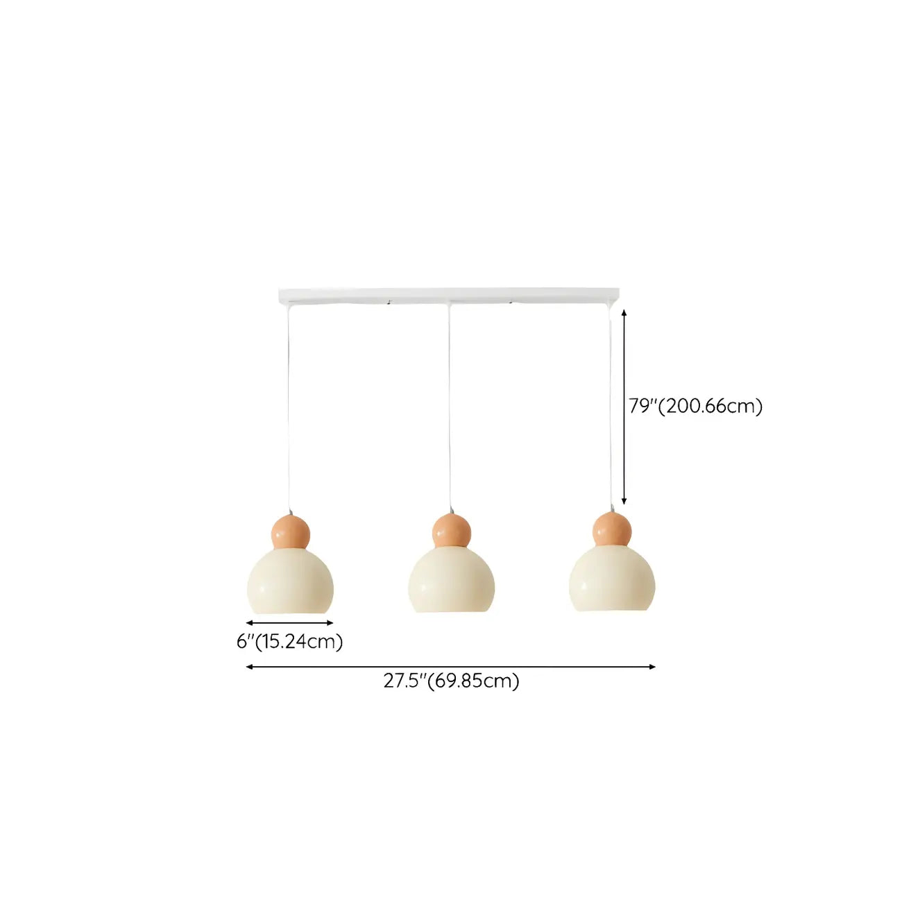 Modern Beaded White Glass 3 Light Pendant Light