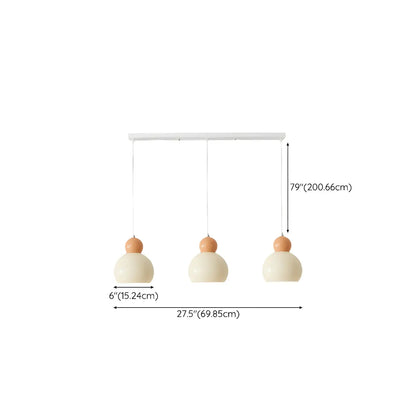 Modern Beaded White Glass 3 Light Pendant Light