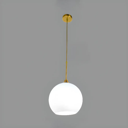 Nordic Milky Glass Globe Hanging LED Lamp for Restaurant
