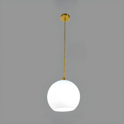 Nordic Milky Glass Globe Hanging LED Lamp for Restaurant