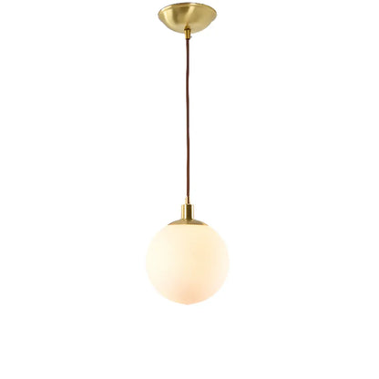 Nordic Milky Glass Globe Hanging LED Lamp for Restaurant