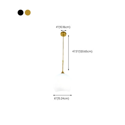 Nordic Milky Glass Globe Hanging LED Lamp for Restaurant