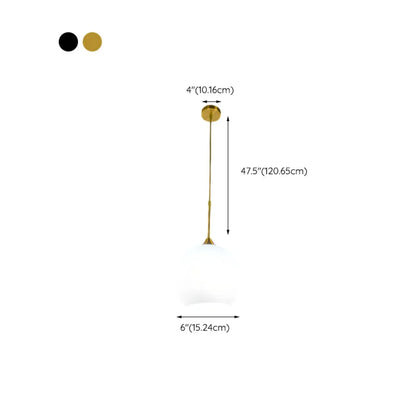 Nordic Milky Glass Globe Hanging LED Lamp for Restaurant