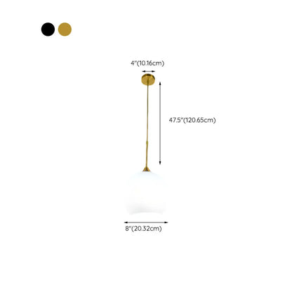 Nordic Milky Glass Globe Hanging LED Lamp for Restaurant