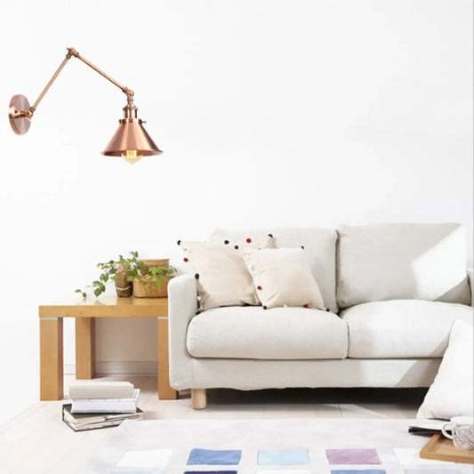 Vintage Adjustable Swing Arm Wall Light for Living Room