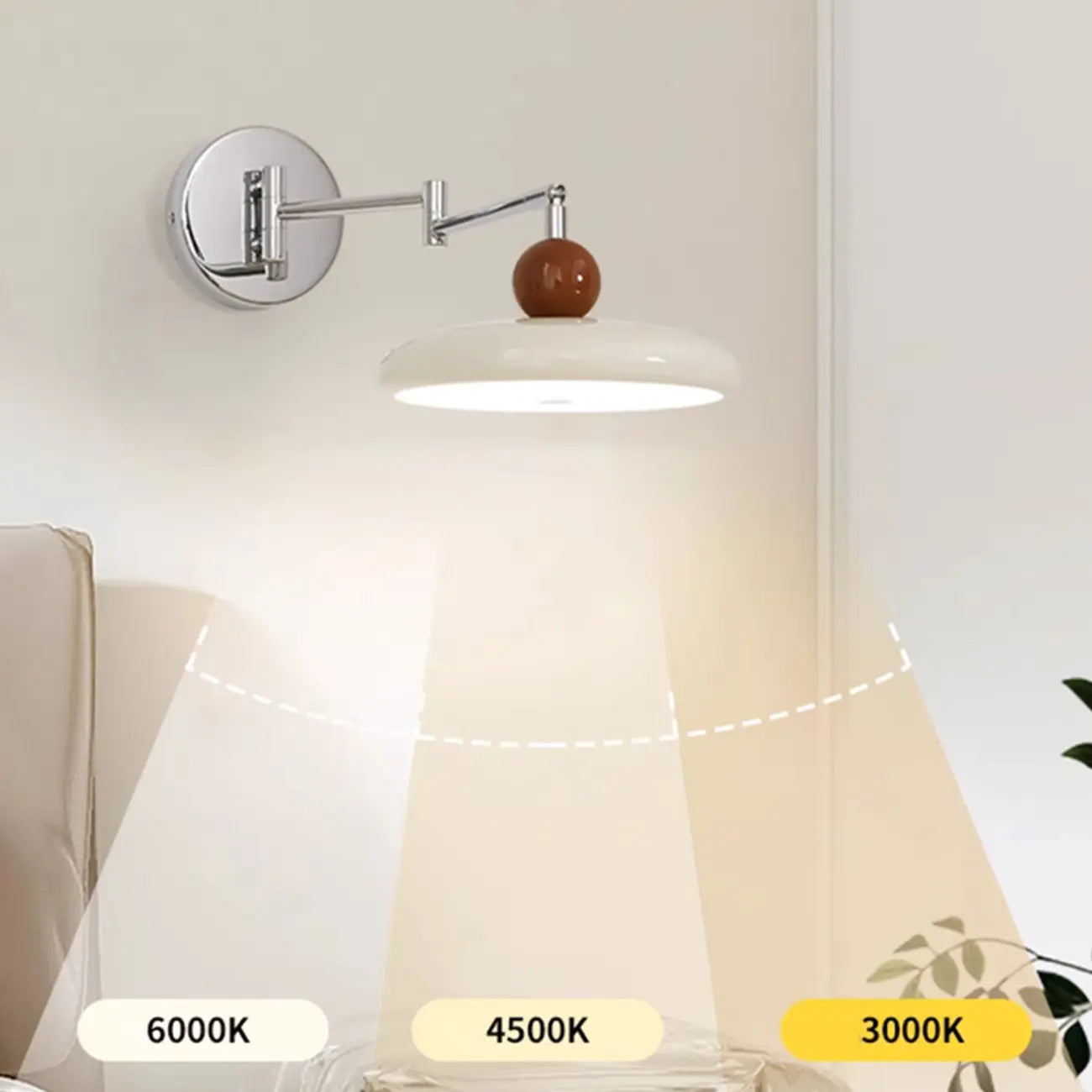 Indoor Swing Arm Wall Light with Metal Finish