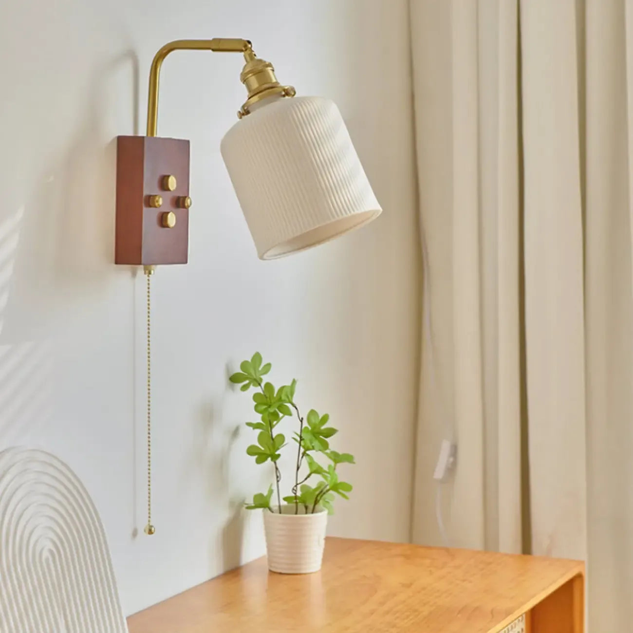 Vintage Cylinder Indoor Wall Light with Ceramics Shade